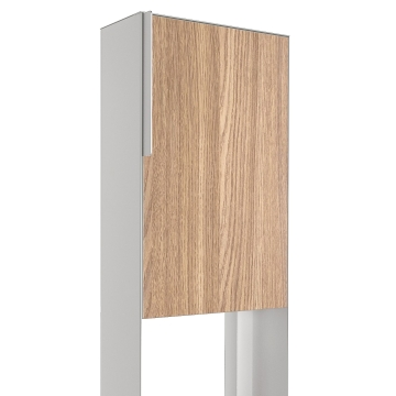 Standbriefkasten Faro Weiß mit Holzdekor-Front