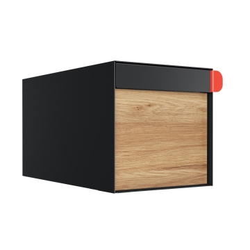 Amerikanischer Briefkasten Big Americano Schwarz mit Holzdekor-Front | Wand