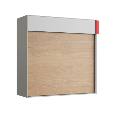 Wandbriefkasten Lathi in Weiß mit Holzdekor-Front