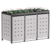 Mülltonnenbox Anna 3er 120L in Hellgrau-Metallic mit dunkelgrauem Rahmen