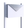 Standbriefkasten Letter Weiß mit Edelstahlklappe