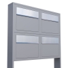 Briefkastenanlage Elegance for Four Grau Metallic mit Edelstahlklappe