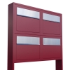 Briefkastenanlage Elegance for Four Rot mit Edelstahlklappe