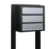 Briefkastenanlage Cube for Three Schwarz mit Edelstahlklappe
