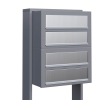 Briefkastenanlage Cube for Four Grau Metallic mit Edelstahlklappe