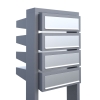 Briefkastenanlage Stairs for Four Grau Metallic mit Edelstahlklappe