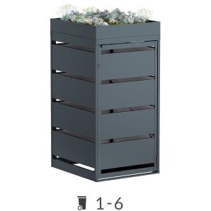 Mülltonnenbox Egon mit Pflanzdach für 1-6 Mülltonnen- 120 Liter